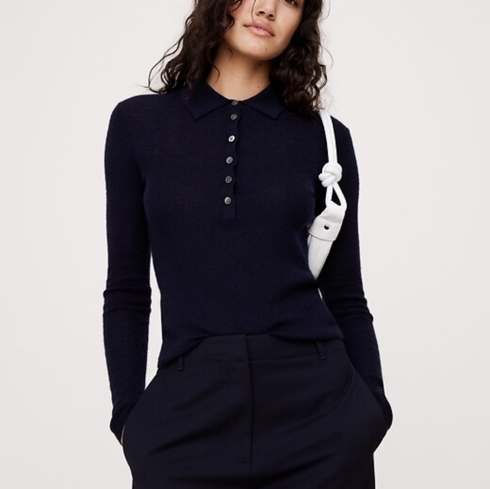 NWT Featherweight Cashmere Polo Sweater Banana Republic